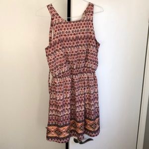 Printed mid length synched waisted dress
